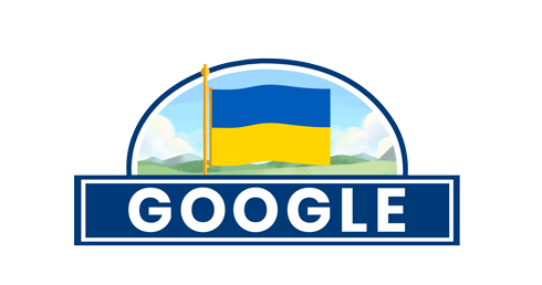 Google поздравил украинский с праздником Дня независимости открыткой-дудлом, которая является схематичным изображением украинского флага
